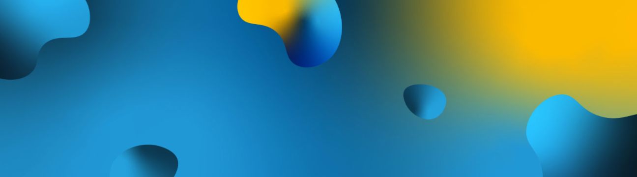 Banner with blue and yellow bubbles as banner for the online sourcing platform The Loop