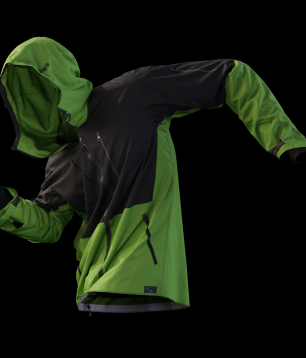 A green and black outdoor jacket from a 3D Program